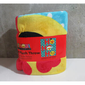 Emoji Expressions Christmas Velvet Plush Throw Blanket HO HO HO 50 x 60 IN NEW